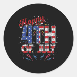 Vuurwerk Gelukkig 4 juli Amerikaanse vlag Amerikaa Ronde Sticker