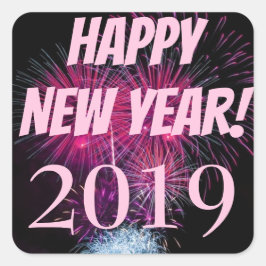 Vuurwerk Gelukkig Nieuwjaar 2019 Vierkante Sticker