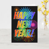 Vuurwerk + GELUKKIGE NIEUWJAAR van het Spectrum Kaart (Gele Bloem)