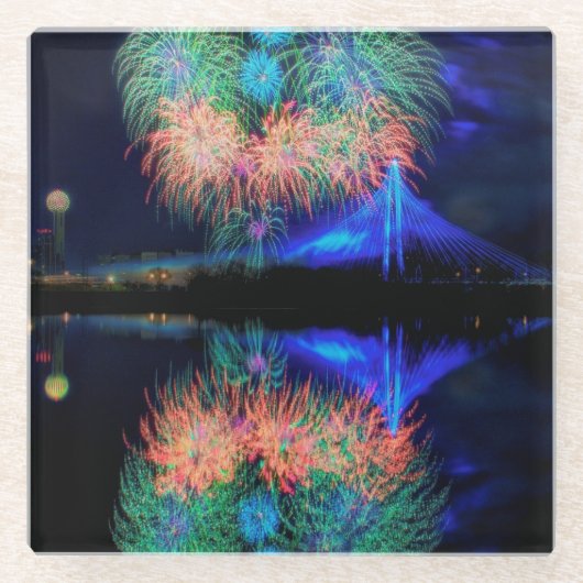 Vuurwerk Glazen Onderzetter (Voorkant)