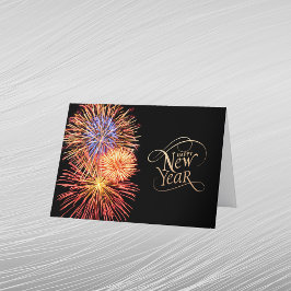 Vuurwerk Goud Nieuwjaar Feestdagen Kaart