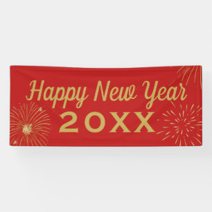 Vuurwerk Goud Rood Chinees Nieuwjaar 2026 Feest Spandoek