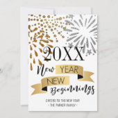 Vuurwerk Gouden Glitter Nieuwjaar Nieuwe Beginning Feestdagenkaart (Voorkant)