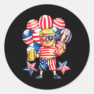 Vuurwerk Grappig Trump Patriottisch Amerikaans Gel Ronde Sticker