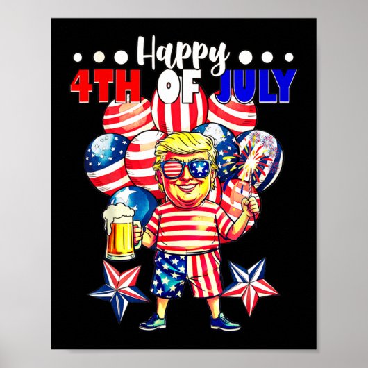 Vuurwerk Grappig Trump Patriottische Amerikaan Hap Poster (Voorkant)