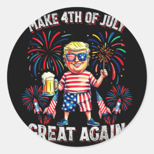 Vuurwerk Grappig Trump Patriottische Amerikaan Hap Ronde Sticker