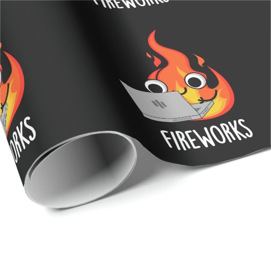 Vuurwerk Grappige Vuurvlam Pun Donker BG Cadeaupapier (Rol Hoek)
