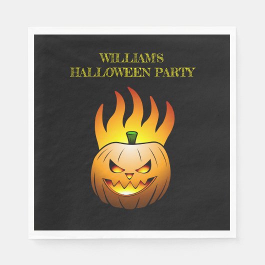 Vuurwerk Halloween Pompoen Papieren Servet (Voorkant)