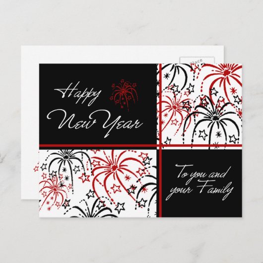Vuurwerk Happy New Year Briefkaarten (Voorkant / Achterkant)