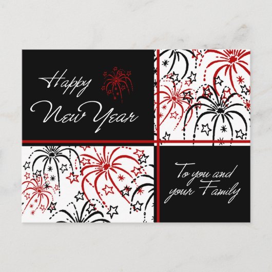 Vuurwerk Happy New Year Briefkaarten (Voorkant)