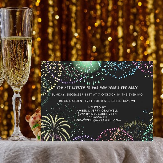 Vuurwerk herfst nieuwe jaren Eve Party Kaart