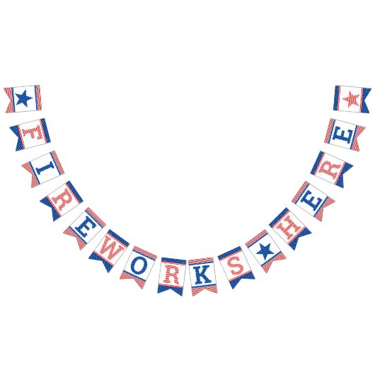 Vuurwerk hier rood-wit-blauw met sterren vlaggetjes (Alle)