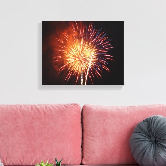 Vuurwerk I rood, wit en blauw Canvas Afdruk (Insitu (Woonkamer))