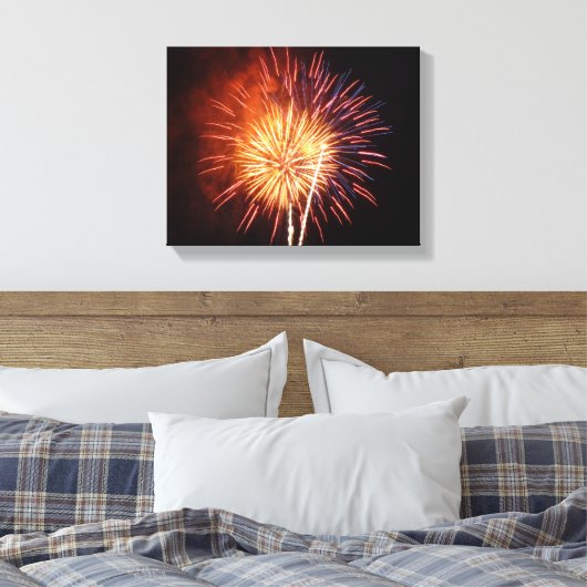 Vuurwerk I rood, wit en blauw Canvas Afdruk (Insitu (Slaapkamer))