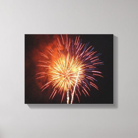 Vuurwerk I rood, wit en blauw Canvas Afdruk (Voorkant)