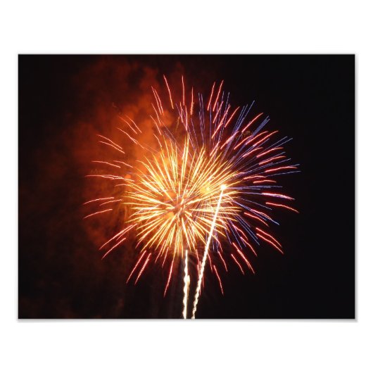 Vuurwerk I rood, wit en blauw Foto Afdruk (Voorkant)