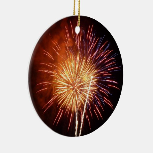 Vuurwerk I rood, wit en blauw Keramisch Ornament (Rechts)