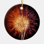 Vuurwerk I rood, wit en blauw Keramisch Ornament (Voorkant)