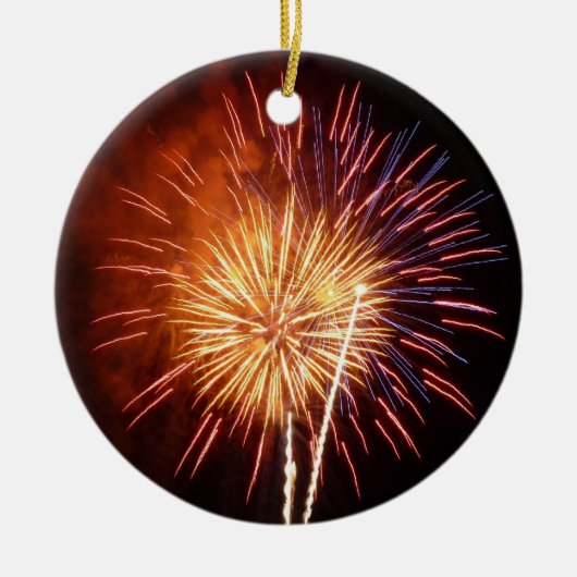 Vuurwerk I rood, wit en blauw Keramisch Ornament (Voorkant)