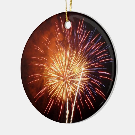 Vuurwerk I rood, wit en blauw Keramisch Ornament (Links)