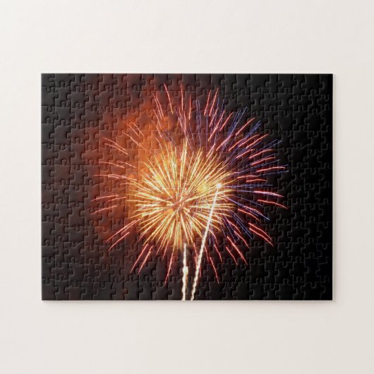 Vuurwerk I rood, wit en blauw Legpuzzel (Horizontaal)