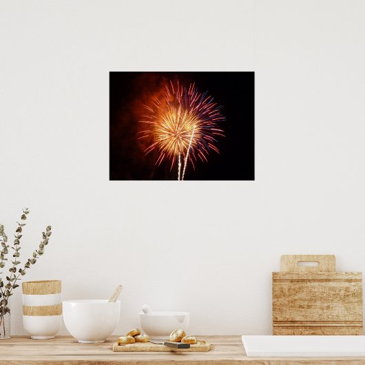 Vuurwerk I rood, wit en blauw Poster (Keuken)