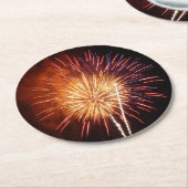 Vuurwerk I rood, wit en blauw Ronde Kartonnen Onderzetter (Gebogen)