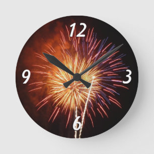 Vuurwerk I rood, wit en blauw Ronde Klok