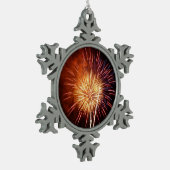 Vuurwerk I rood, wit en blauw Tin Sneeuwvlok Ornament (Links)