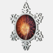 Vuurwerk I rood, wit en blauw Tin Sneeuwvlok Ornament (Rechts)