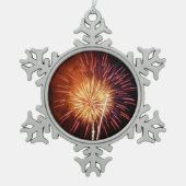 Vuurwerk I rood, wit en blauw Tin Sneeuwvlok Ornament (Voorkant)