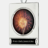 Vuurwerk I rood, wit en blauw Verzilverd Banner Ornament (Links)