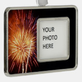 Vuurwerk I rood, wit en blauw Verzilverd Omlijst Ornament (Rechts)