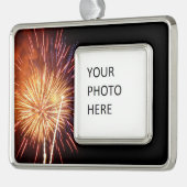 Vuurwerk I rood, wit en blauw Verzilverd Omlijst Ornament (Links)