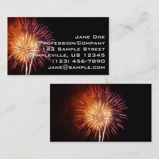 Vuurwerk I rood, wit en blauw Visitekaartje (Voorkant / Achterkant)