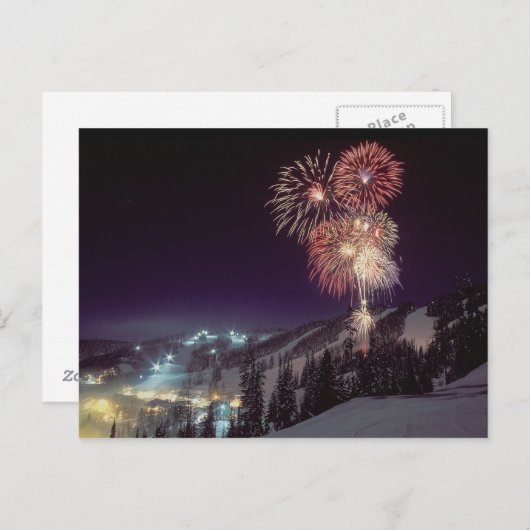 Vuurwerk in Big Mountain Resort in Whitefish, Briefkaart (Voorkant / Achterkant)