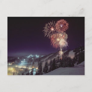 Vuurwerk in Big Mountain Resort in Whitefish, Briefkaart