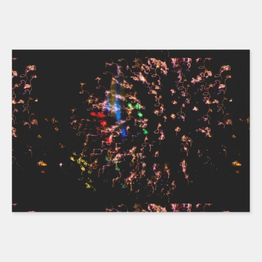 Vuurwerk in de hemel met lichte sporen inpakpapier vel (Voorkant)
