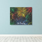Vuurwerk in de lucht canvas afdruk (Insitu (Houten vloer))