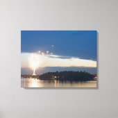 Vuurwerk in Dusk over Gull Lake Canvas Afdruk (Voorkant)