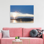 Vuurwerk in Dusk over Gull Lake Canvas Afdruk (Insitu (Woonkamer))