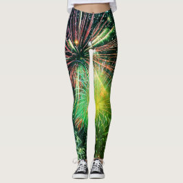 Vuurwerk in groene finale Leggings
