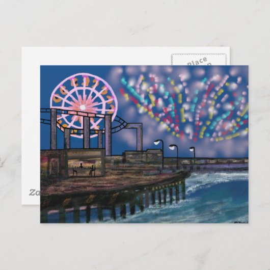 Vuurwerk in het Briefkaart Sky (Voorkant / Achterkant)