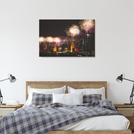 Vuurwerk in Houston Texas Canvas Afdruk (Insitu (Slaapkamer))
