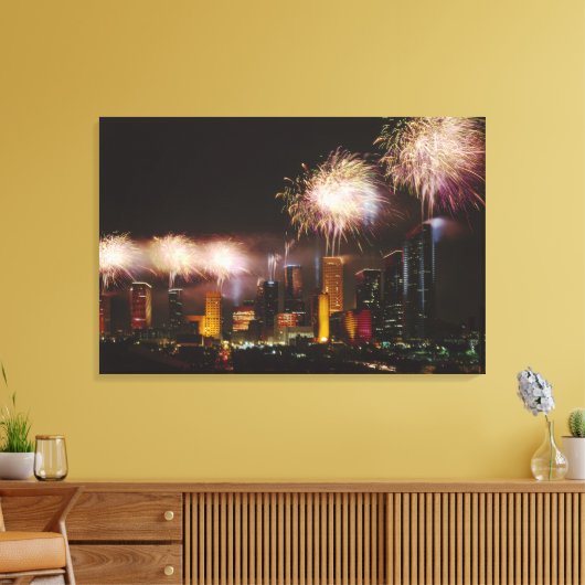 Vuurwerk in Houston Texas Canvas Afdruk (Insitu (Woonkamer))