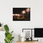 Vuurwerk in Houston Texas Poster (Thuiskantoor)