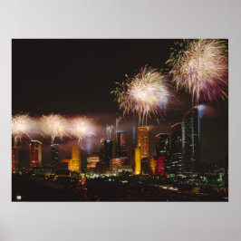 Vuurwerk in Houston Texas Poster
