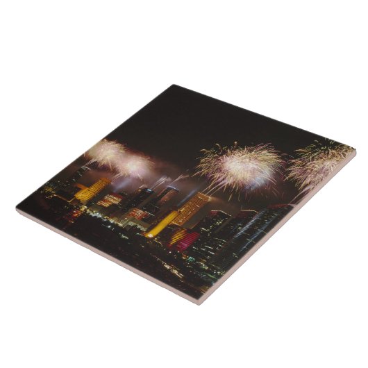 Vuurwerk in Houston Texas Tegeltje (Zijkant)