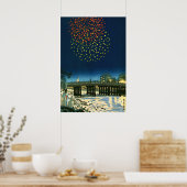 Vuurwerk in Kamo River Kyoto Kotozuka Eiichi 1950 Poster (Keuken)