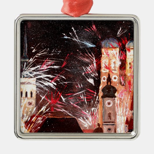 Vuurwerk in München Metalen Ornament (Voorkant)